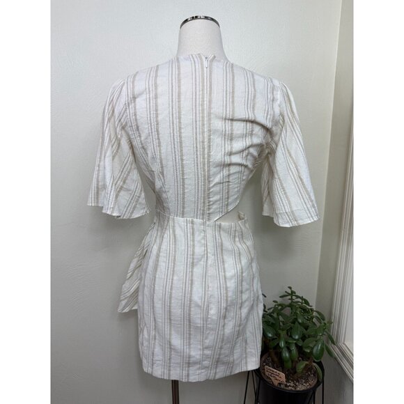 Zara Womens Cotton Blend Striped Cut Out Mini Dress Size Small Modern‎ Beachy - Picture 7 of 13